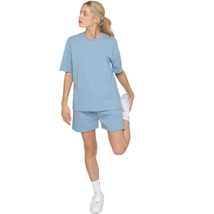 Ensembles deux pièces pour femmes, été, logo personnalisé, manches raglan de haute qualité, sweats à capuche courts zippés, ensembles courts pour femmes, ensembles de détente deux pièces - Product Image 2