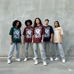 เสื้อยืด Rexfit Sports ทรงโอเวอร์ไซส์ วินเทจ ล้างสีแบบแอซิดวอช พิมพ์ลายตามสั่ง เสื้อผ้าสตรีทแวร์ สีซีดจางแบบซันเฟด ผ้าฝ้ายเนื้อดี - Product Image 4