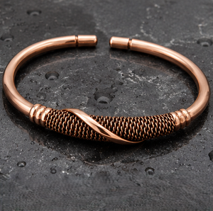 Pure Copper <b>Wire</b> Wrapped Center Accent Open Therapy Bracelet Fashionable Metal Jewelry Exquisite Design Multi Layered Cuff - Product Image 4