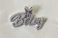 Pendentif Papillon Dvars Diamant Luxe en Argent 925 avec Moissanite, Plaque Nom Personnalisée Entièrement Sertie de Pierres, Style Hip Hop, Cadeau pour Femme