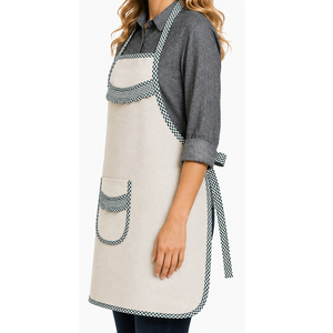 Personalized Eco-Friendly Yarn Dyed Pattern Lightweight Apron 100% Cotton Fabric Kitchen Use Customized Color Supplier. - Product Image 3