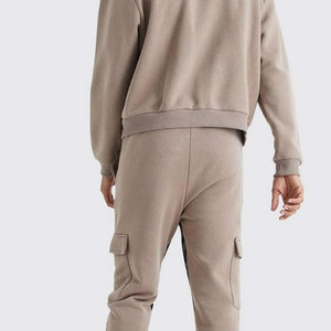 Survêtement unisexe beige à capuche, patchwork camouflage, pantalon de jogging décontracté pleine longueur avec poches latérales, taille élastique, idéal pour l'hiver, 100% coton - Product Image 4