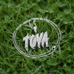 Colgantes de Letras Personalizadas con Estilo Hip Hop Moderno, Unisex, en Plata de Ley 925 con Baño de Rodio y Moissanita, Iniciales con Nombre, Collar con Dijes - Product Image 6
