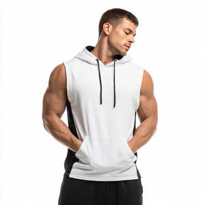 Camiseta Deportiva sin Mangas con Capucha para Hombre, 100% Algodón y Poliéster, Corte Regular, para Gimnasio y Fisicoculturismo, Primavera - Product Image 3