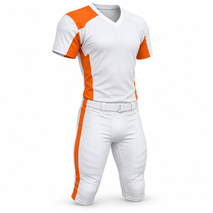 Ensemble d'uniformes de football américain blanc et orange à 12 panneaux, avec épaulettes décalées, 100 % polyester, antibactérien, anti-UV, séchage rapide - Product Image 2