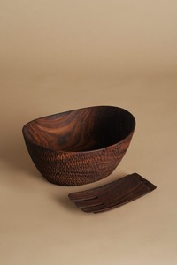 Tazón para Ensalada de Madera de Acacia Tallado a Mano, Madera Sólida Hecha a Mano, Utensilios de Cocina Naturales Ecológicos - Product Image 5