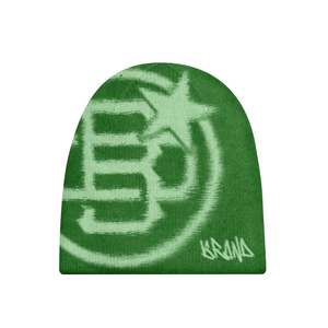 Gorro de Punto Jacquard Azul Unisex Estilo Urbano para Invierno, 56-58cm, Patrón de Letras, Casual, para Adultos - Product Image 5