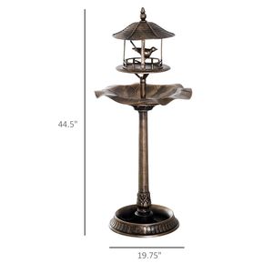 Ciotola per Uccelli da Giardino 3-in-1 in Bronzo con Ampia Vasca d'Acqua e Fioriera Decorativa Sottostante - Product Image 6