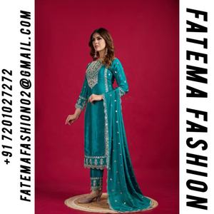 Seda Premium con bordado Trabajo Fancy Dupatta Salwar Kameez Colección de trajes pakistaníes - Product Image 2