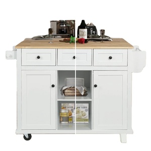 Calice ตู้เก็บของห้องครัวและห้องรับประทานอาหารทำจากไม้แข็งบนรถเข็นเกาะเคลื่อนที่มีล้อสำหรับการจัดระเบียบที่มีประสิทธิภาพ - Product Image 4