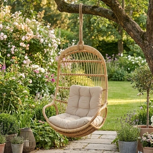 Handmade Natural Rattan Hanging Chair Boho <b>Swing</b> Chair Wicker Egg Chair For Living Room Balcony Garden Handmade Eco Furniture - Product Image 5