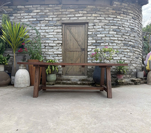 Mesa de madera reciclada marrón rústica, mueble de salón con vitrina de vidrio para uso doméstico, procedente de Vietnam. - Product Image 1