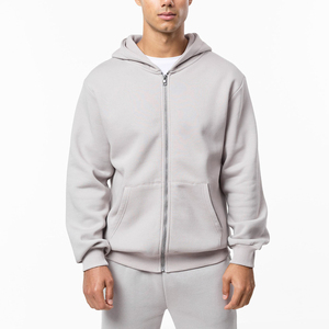 Survêtement à capuche 2 pièces pour homme, couleur unie, fermeture éclair intégrale, décontracté, avec poches latérales, coupe classique, pour l'automne - Product Image 3