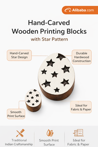 บล็อกพิมพ์ลายไม้แกะสลักด้วยมือ ลายดาว ทนทาน เหมาะสำหรับพิมพ์บนผ้า กระดาษ และงานฝีมือ - Product Image 6