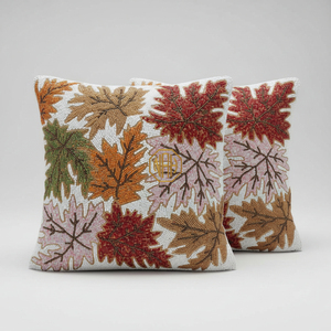 Handmade Floral Embroidered Square <b>Cushion</b> <b>Cover</b> Bohemian Style Decorative Pillow <b>Cover</b> for Home - Product Image 6