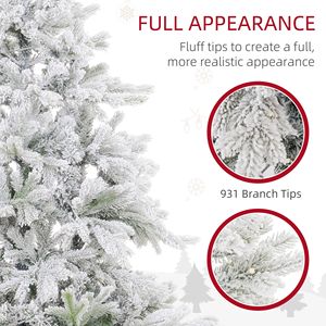Albero di Natale Artificiale Preilluminato con Luci LED Bianco Caldo, 150 cm, 931 Rami, Base in Metallo Pieghevole, Effetto Neve, Realistico - Product Image 3