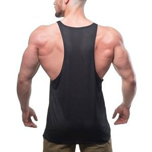 New Arrival Professional Gym <b>Singlet</b> Tank Top <b>for</b> <b>Men</b> Sleeveless Solid Color Slim Fit Knitted Breathable Mesh - Product Image 3