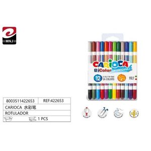 Pennarelli Acquerellabili Bicolore Carioca 12pz 24 Colori Super Lavabili per Arte - Product Image 1