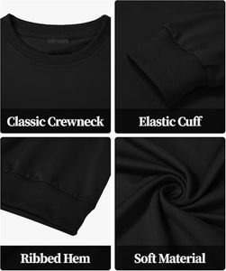 <b>Men's</b> Black Crew neck Sweatshirt 100% Cotton Regular Fit Casual <b>Pullover</b> Knitted Solid Color shirt - Product Image 4