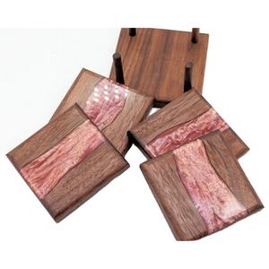 Home Living Dessous de Verre en Bois Exotique Dessous de Verre en Résine Epoxy Dessous de Verre Carrés en Bois Acacia Multifonctionnel - Product Image 1