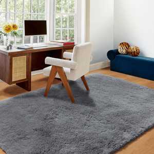 Tapis d'intérieur gris moelleux 1,5 m x 2,4 m, grand tapis shaggy doux et confortable antidérapant pour salon et chambre à coucher - Product Image 4
