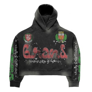 Survêtements Y2K personnalisés avec strass imprimés, designs personnalisés OEM, sweat-shirt court et pantalon de jogging évasé - Product Image 2