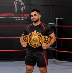 Treasures Impex TI-CB-B12 Wrestling Champion <b>Belt</b> Gold <b>Red</b> Metal Sports Celebrity Collectible for Fans and Wrestlers - Product Image 1