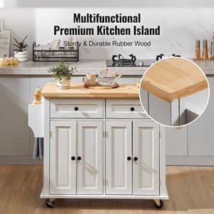 Carrello da Cucina in Legno Massello con Larghezza 35,4 Pollici, Armadietto Mobile e Porta Spezie - Product Image 6