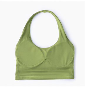 Soutien-gorge de sport personnalisé sexy dos nu pour femme, décontracté, col halter, couleur nude, doux, pour yoga et pilates, avec coussinets fixes - Product Image 6