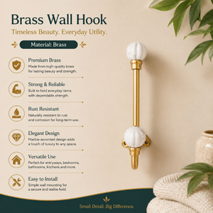Luxury Brass and Ceramic Wall Hook Decorative Gold Wall Mounted Coat Hook Towel Robe Key <b>Hat</b> <b>Holder</b> Modern Home Bathroom decor - Product Image 5