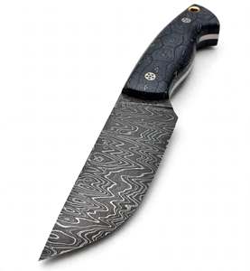 Cuchillo Utilitario de Hoja Fija de Acero de Damasco Hecho a Mano con Mango de Micarta Negra Personalizado, Herramienta EDC - Product Image 3