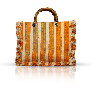 Sac fourre-tout en toile de jute orné de perles, imprimé léopard, fait main, par un grossiste indien. Sacs de plage tissés à la main et ornés de perles. - Product Image 4