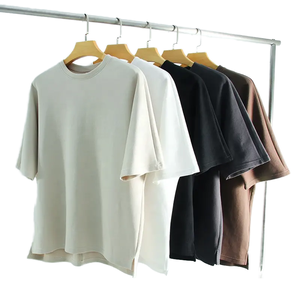 T-shirt Homme Oversize en Coton Tricoté Lourd 280gsm 300gsm 320gsm de Haute Qualité, Épaules Tombantes, Style Urbain, Personnalisation OEM - Product Image 1