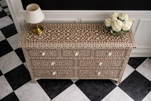 Contemporary Bone Inlay <b>Sideboard</b> Cabinet Solid Wood Storage Dresser Living Room Dining Furniture - Product Image 4