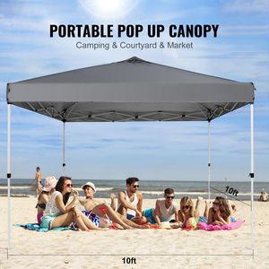 Tenda a baldacchino pop-up 3x3 m (10x10 ft) in PU 250D argentato impermeabile, portatile con borsa a rotelle e sacchi di sabbia - Product Image 2