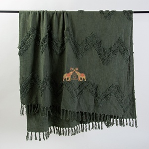 Colecciones de lujo de bloque de mano, manta de tiro con mechones de algodón sólido para sofá tejido de algodón de invierno - Product Image 2