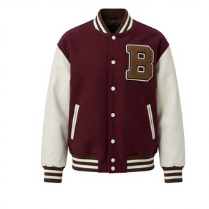 Custom <b>Brown</b> Letterman <b>Jacket</b> with Green Chenille B Patch & B.R INDUSTRY Embroidery | Premium Wool <b>Leather</b> Sleeve Varsity <b>Jacket</b> - Product Image 3