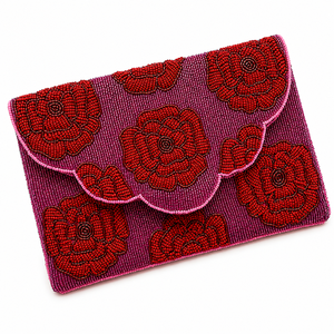 Luxury Handmade Floral Glass Beaded Flap <b>Clutch</b> Evening Bag Rose Embroidered Wedding Party Purse Designer Women OEM ODM Wholes - Product Image 1
