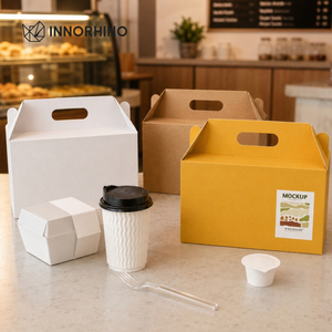 Cajas de Papel Impresas Personalizadas con Asa y Ventana para Café, Panadería, Donuts, Empaque para Llevar, OEM/ODM - Product Image 4