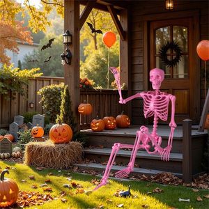 Scheletro Rosa Spaventoso di 1,67 m per Decorazioni di Halloween con Corda Integrata per Appendere e Nessun Montaggio Richiesto - Product Image 3
