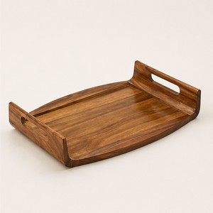 Premium Handcrafted Acacia Wooden Serving <b>Tray</b> With Handles Large Rectangular Eco-Friendly Wood <b>Tray</b> For Coffee Table <b>Breakfast</b> - Product Image 3