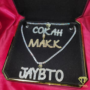 Custom " JAYBTO " <b>Name</b> Pendant Necklace Iced Out Moissanite Diamond Tennis <b>Chain</b> Hip Hop Jewelry - Product Image 2