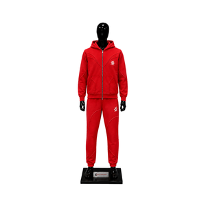 Conjunto Deportivo Rojo para Hombre, con Logotipo Personalizado, Sudadera con Cremallera Completa y Pantalones Jogger, Ropa Deportiva Urbana, Informal, para Gimnasio y Entrenamiento, Venta al Por Mayor - Product Image 1