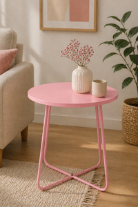 Estante de Almacenamiento Metálico de Dos Niveles, Cuadrado, Color Rosa, Diseño Minimalista para Sala de Estar, Tipo Vertical, Resistente - Product Image 3