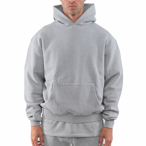 Sweat-shirts à capuche en coton de haute qualité, personnalisés, épais, à épaules tombantes, surdimensionnés pour hommes - Product Image 3