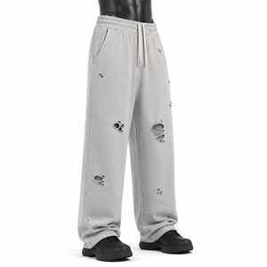 Pantalones Deportivos Anchos para Hombre, Estilo Jogger, Desgastados, Corte Holgado, Cintura Elástica, Ropa Casual Urbana - Product Image 3