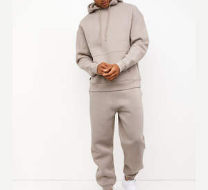 Conjunto Deportivo para Hombre 100% Algodón, Sudadera de Cuello Redondo y Pantalones de Jogging, Traje Deportivo Liso de 2 Piezas OEM - Product Image 3