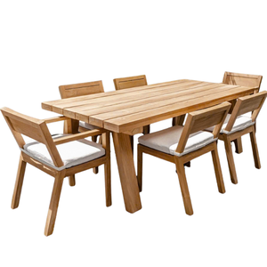 Ensemble de mobilier de jardin pour l'extérieur OEM/ODM, table et chaises de patio en bois massif, 6/8 places, coussins personnalisés pour hôtel - Product Image 4