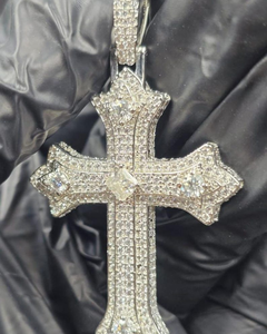 Colgante Cruzado con Incrustaciones de Diamantes, Colgante de Plata 925, Colgante de Hip Hop, Colgante Religioso, Joyería Cristiana, Regalos Bapistam - Product Image 1