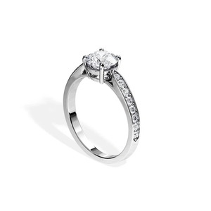 Anillo de Compromiso con Diamante Cultivado en Laboratorio, Corte Redondo, Certificado por IGI, Plata de Ley 925, Anillo de Boda con Diamantes Pavé - Product Image 4